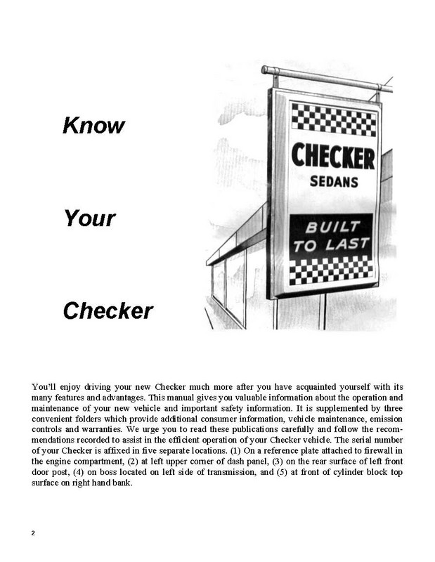 1982 Checker Owners Manual Page 9